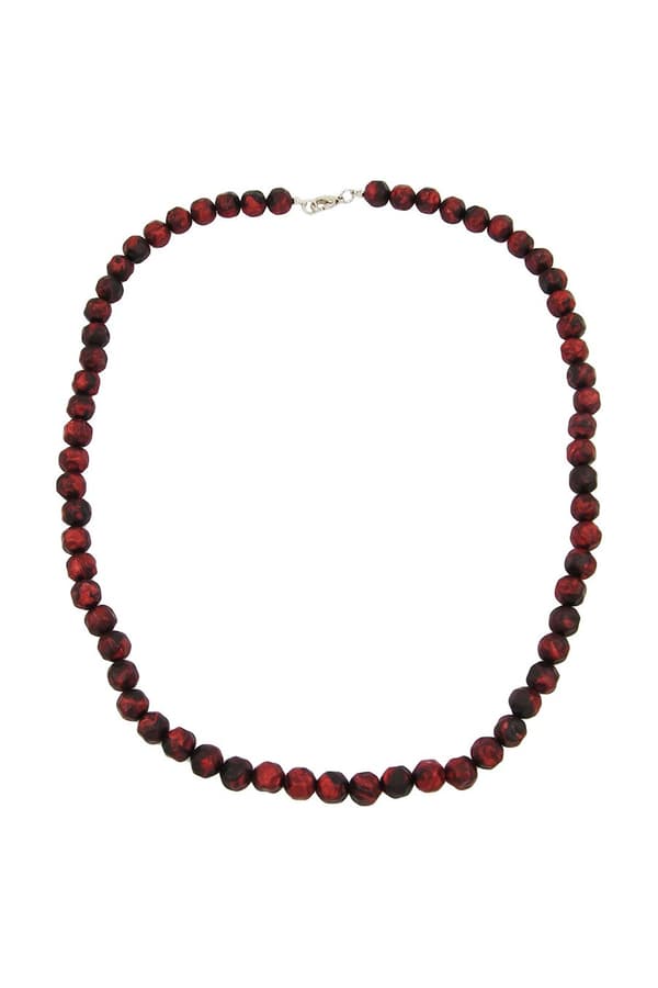 Necklace Baroque Beads 10mm Red/Black Marbled - GL02147