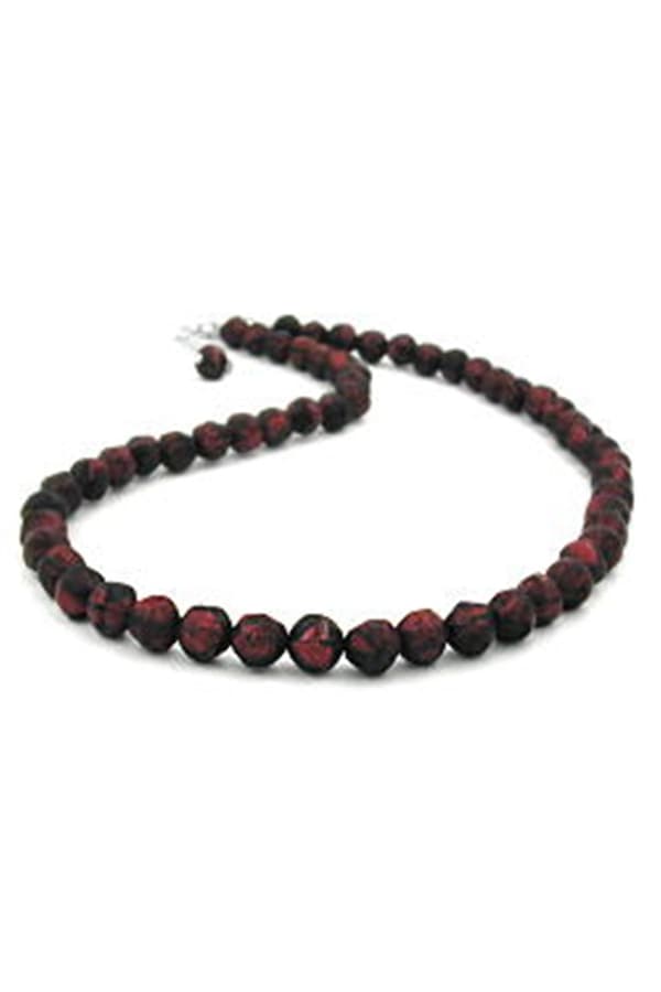 Necklace Baroque Beads 8mm Red-Black 55cm - GL02145