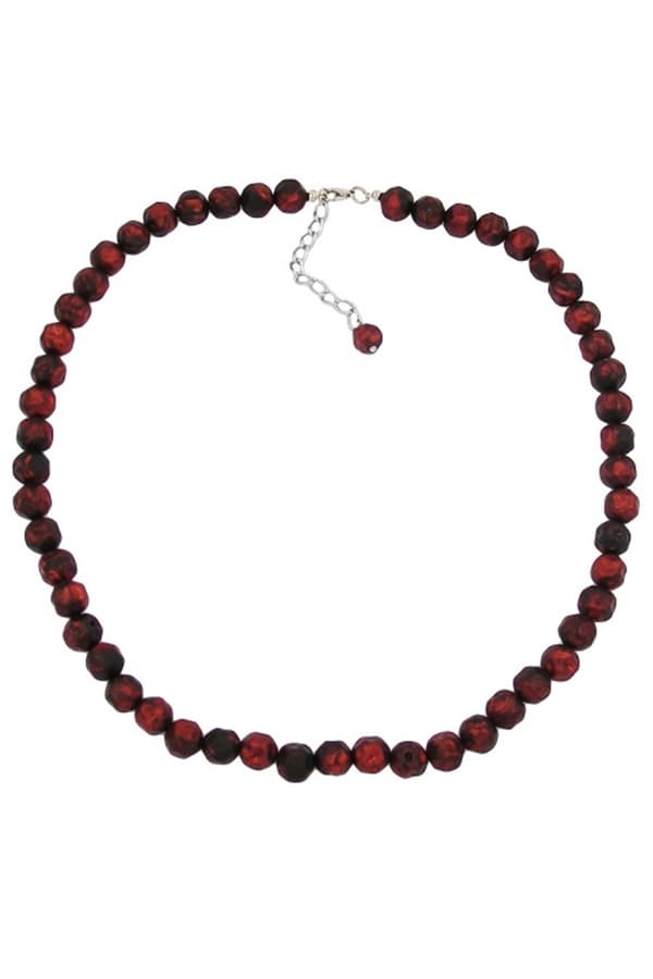 Necklace Baroque Beads 10mm Red/Black Marbled - GL02146