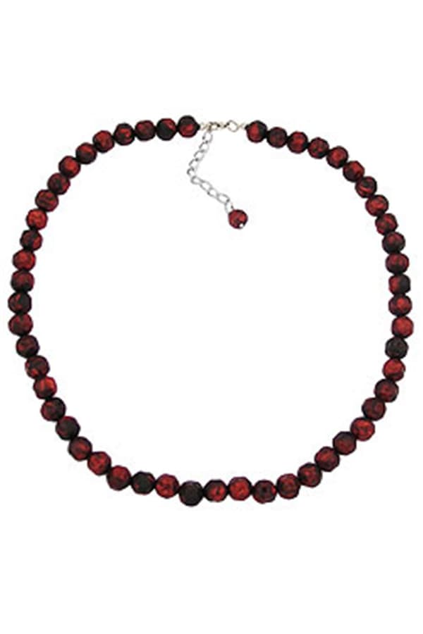 Necklace Baroque Beads 10mm Red/Black Marbled - GL02146