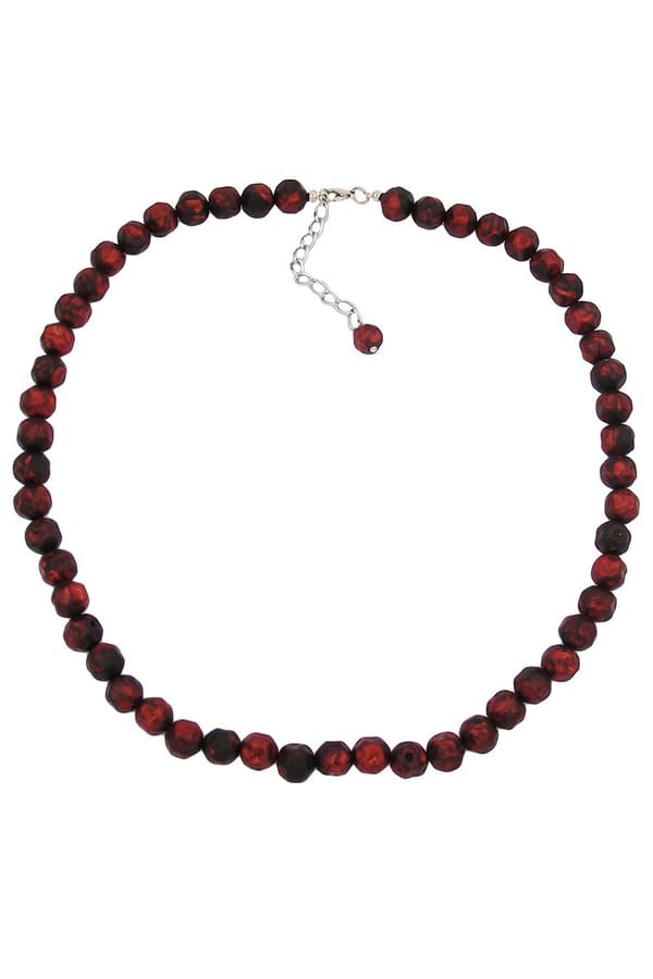 Necklace Baroque Beads 10mm Red/Black Marbled - GL02146