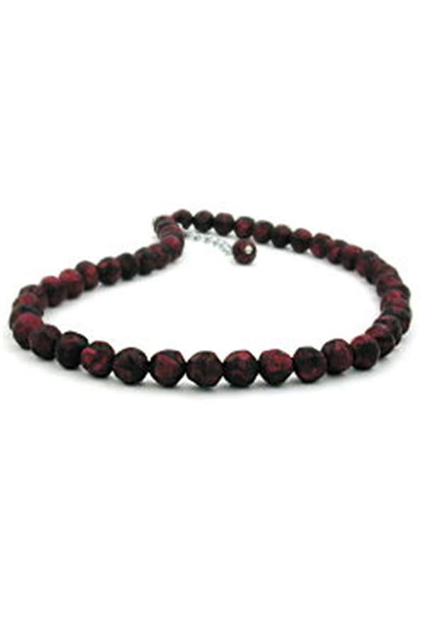 Necklace Baroque Beads 8mm Red-Black 45cm - GL02144