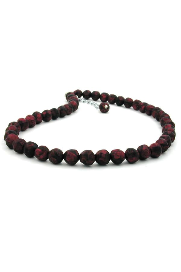 Necklace Baroque Beads 8mm Red-Black 45cm - GL02144