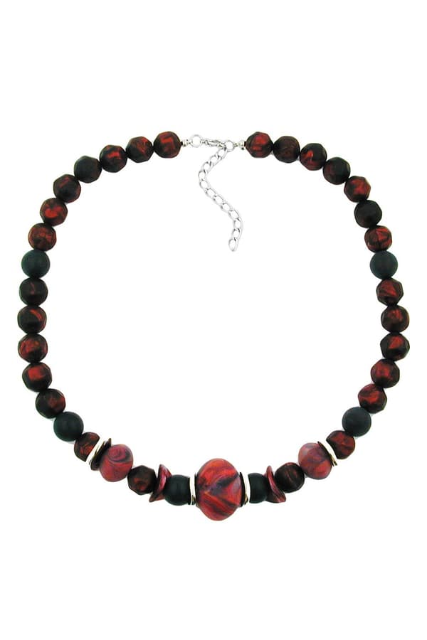 Necklace Dark Red/ Black Metallic Marbled - GL01654