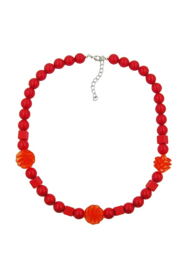 Necklace Red Cubic Round And Spiral Beads - GL01583