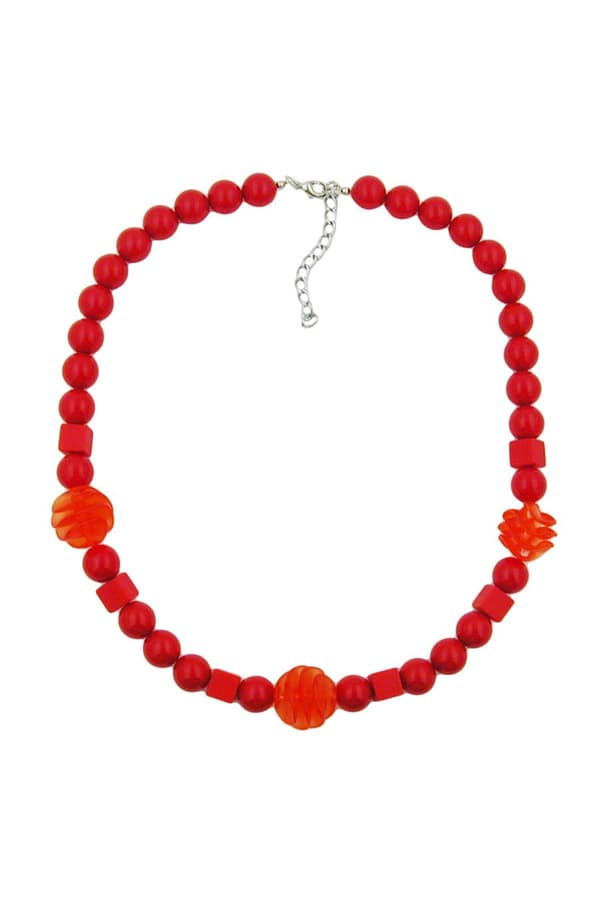 Necklace Red Cubic Round And Spiral Beads - GL01583