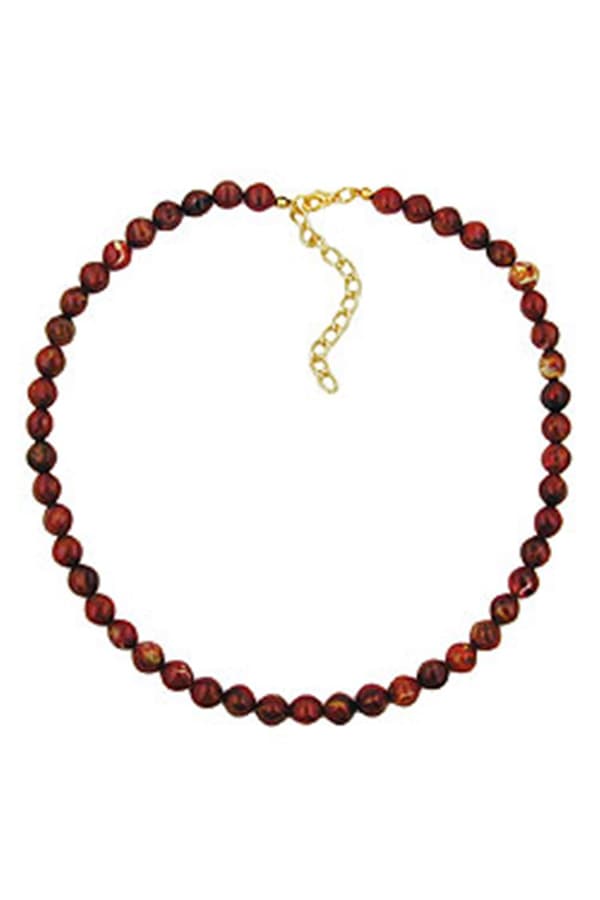 Necklace Red Marbled Beads - GL01515