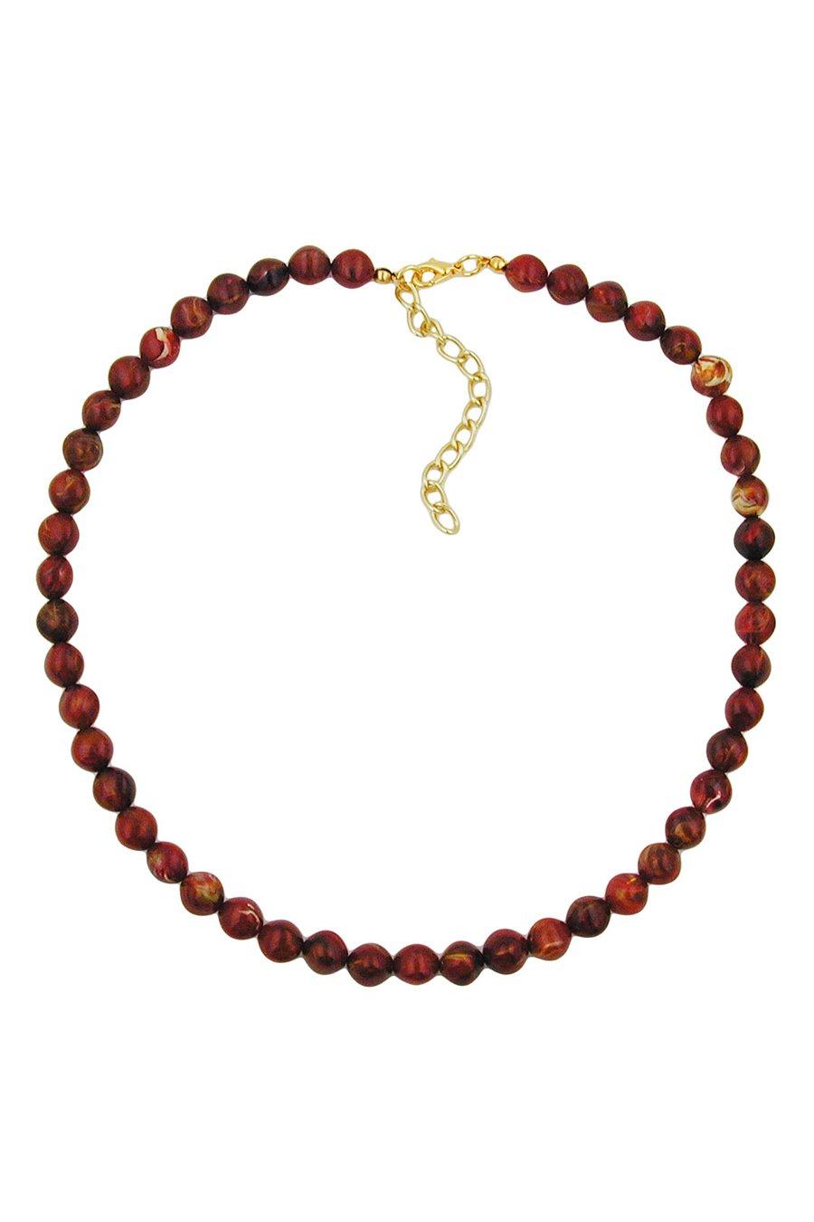 NECKLACE RED MARBLED BEADS