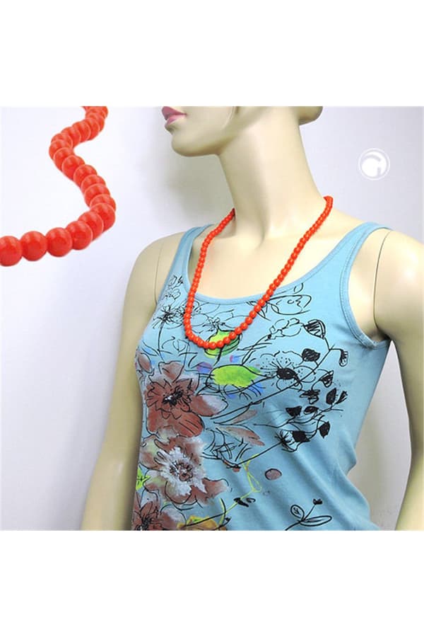 Necklace Beads Orange-Red 8mm 70cm - GL01492-70