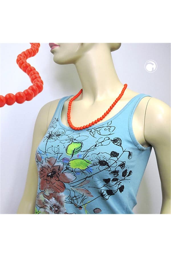 Necklace Beads Orange-Red 8mm 60cm - GL01492-60