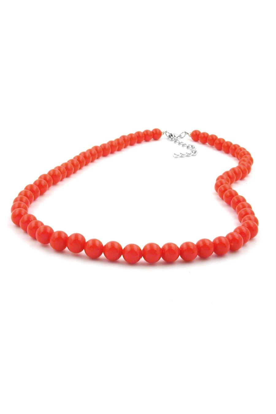 NECKLACE BEADS ORANGE-RED 8MM 60CM