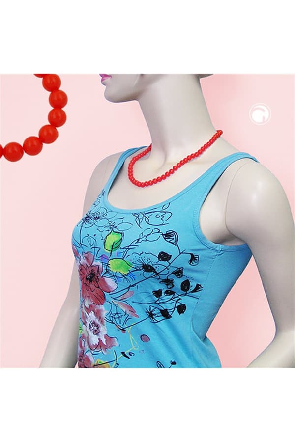 Necklace Beads Orange-Red 8mm 50cm - GL01492-50