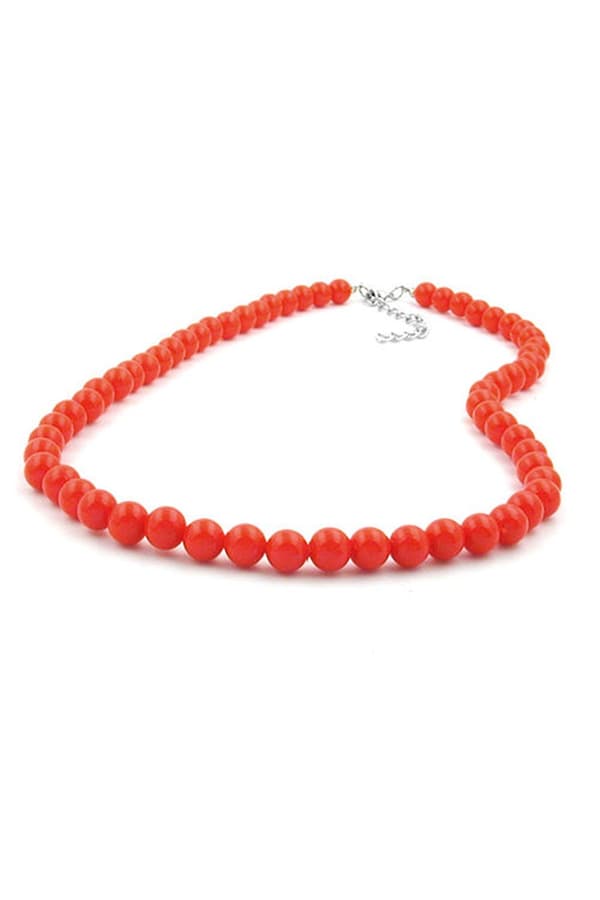 Necklace Beads Orange-Red 8mm 42cm - GL01492-42
