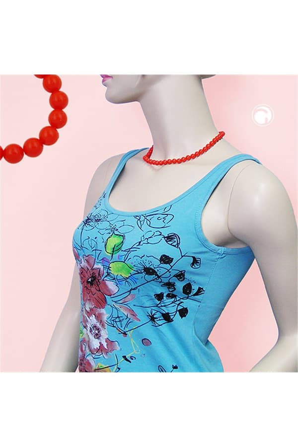 Necklace Beads Orange-Red 8mm 42cm - GL01492-42