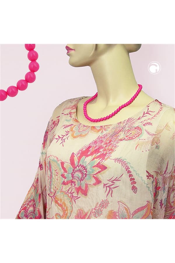Necklace Beads Rose-Pink 8mm 50cm - GL01491-50
