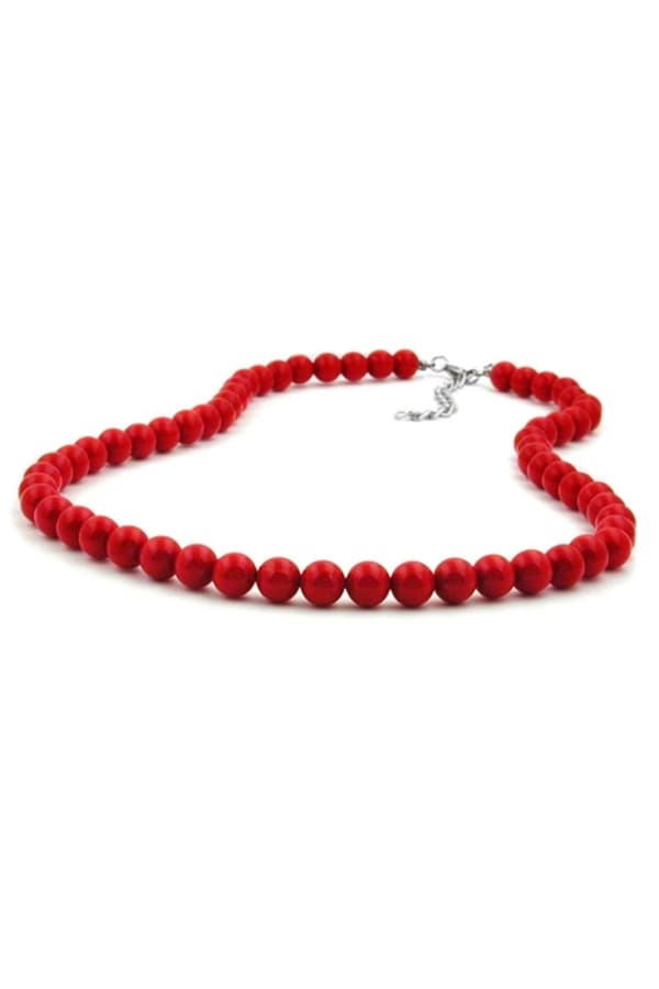 Necklace Beads 8mm Red Shiny 70cm - GL01484-70