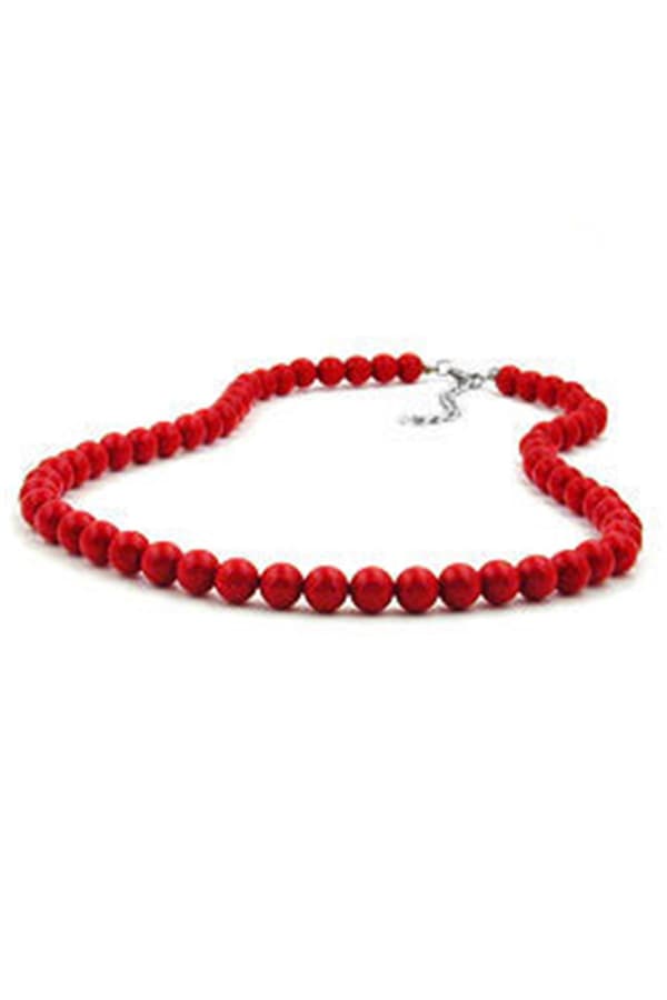 Necklace Beads 8mm Red Shiny 70cm - GL01484-70