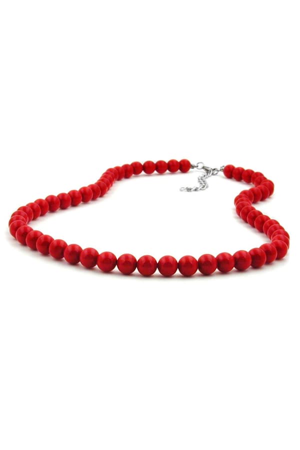 Necklace Beads 8mm Red Shiny 70cm - GL01484-70