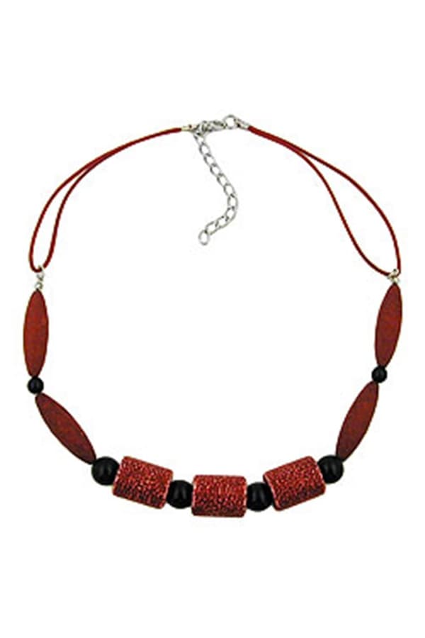 Necklace Dark Red & Black Beads - GL01408