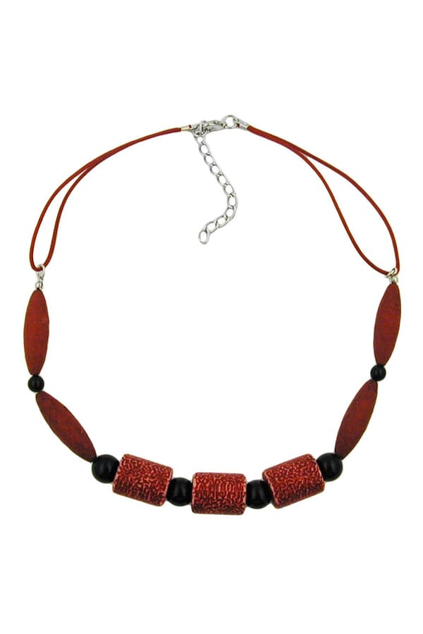 Necklace Dark Red & Black Beads - GL01408