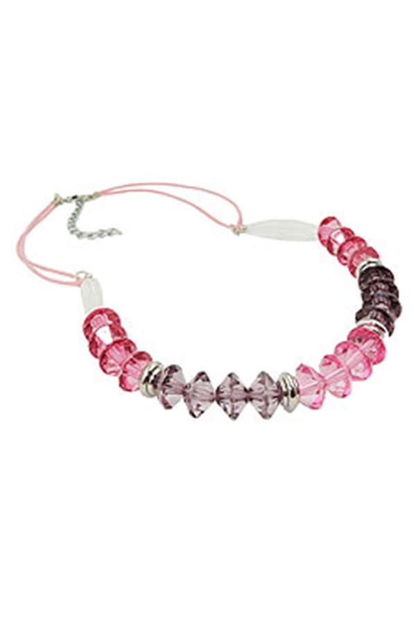 Necklace Faceted Beads Pink Silver Coloured Beads - GL01333