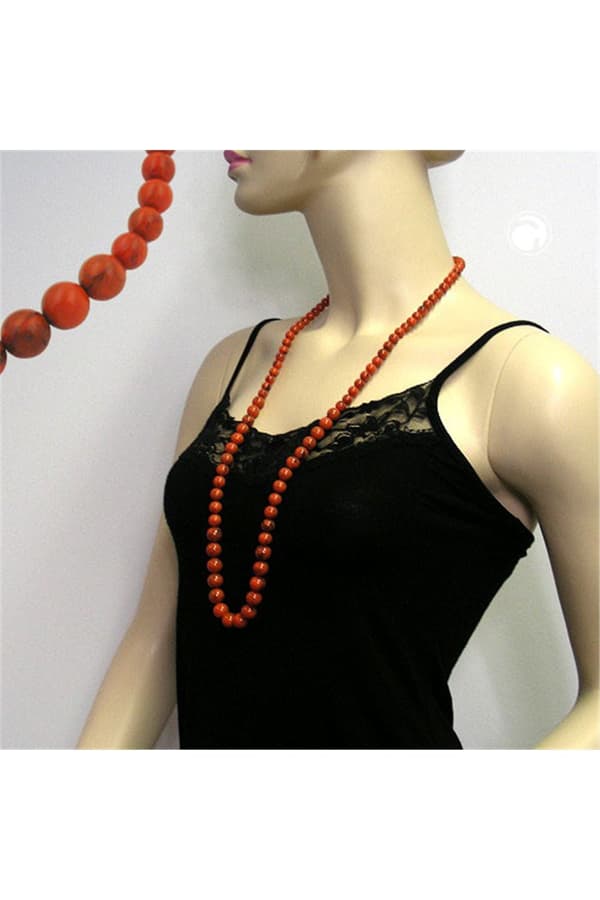 Necklace Beads Red 80cm - GL01161