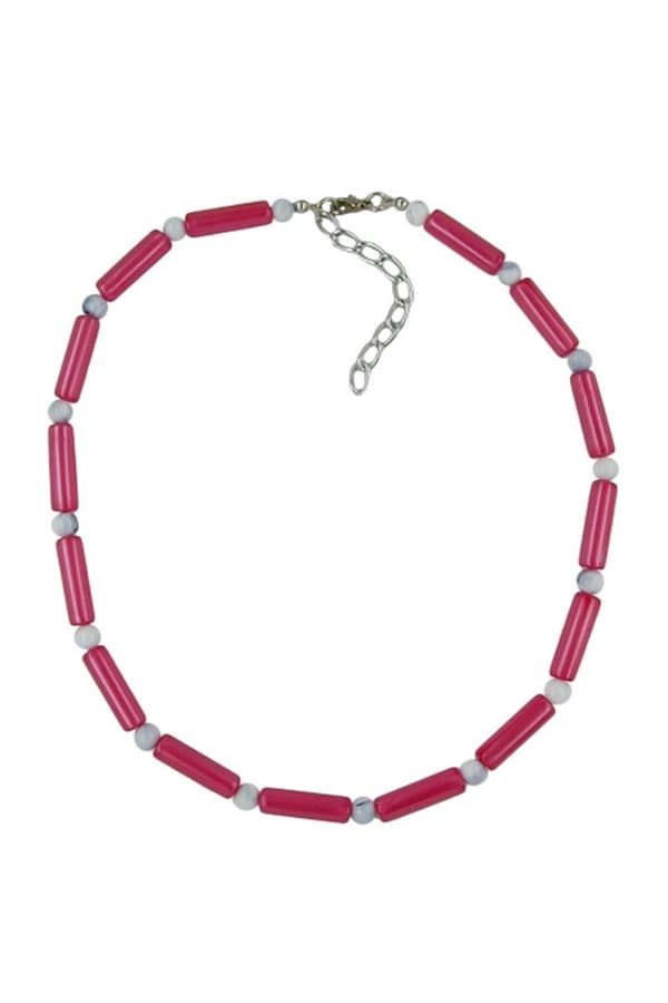 Necklace Beads Red/White Silky Shimmering - GL01145