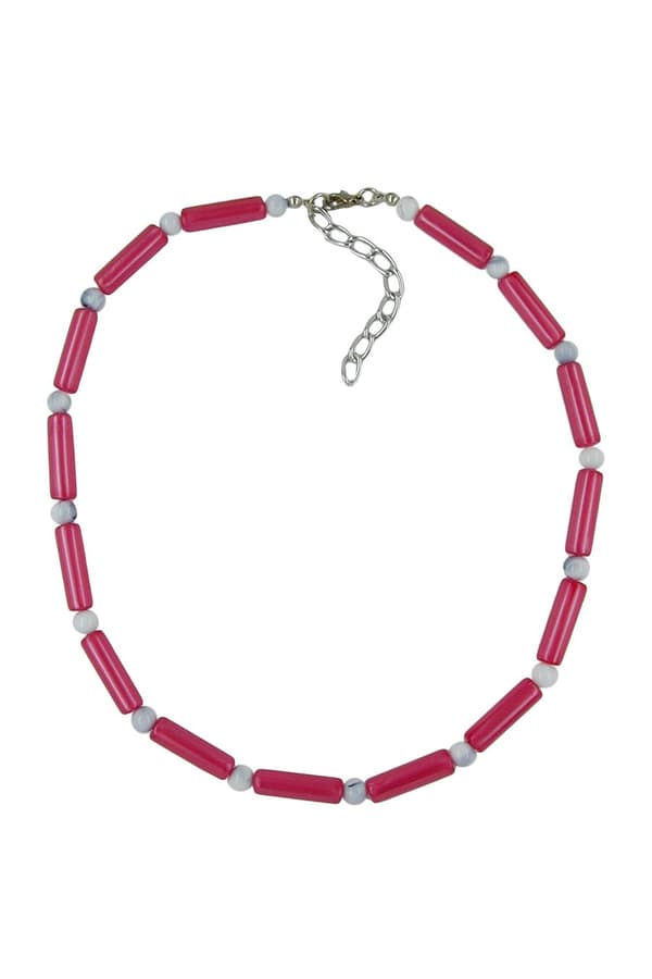 Necklace Beads Red/White Silky Shimmering - GL01145