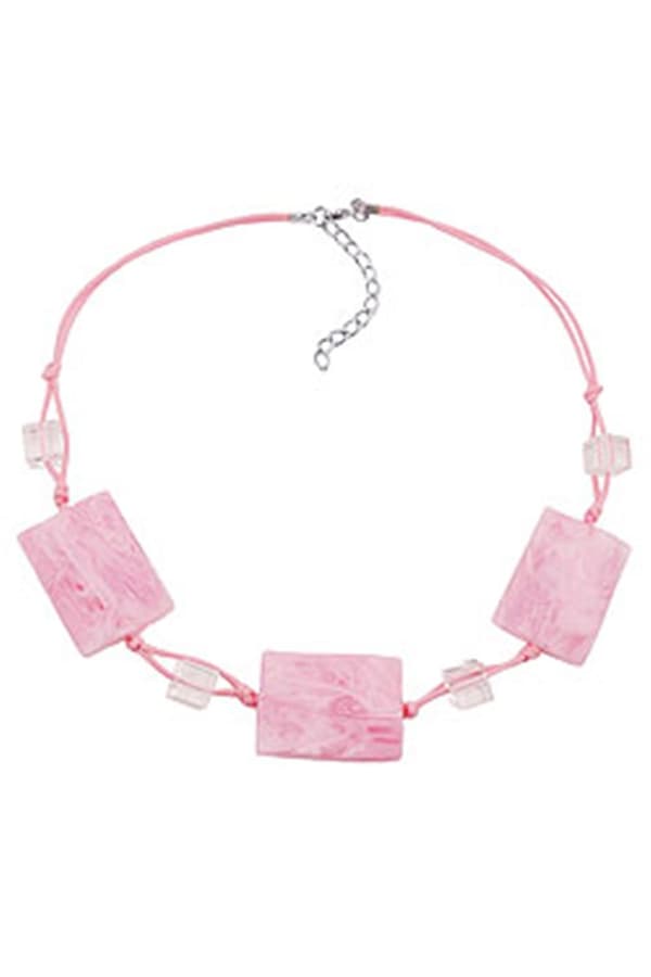 Necklace Wavy Tetragon White-Pink - GL01045