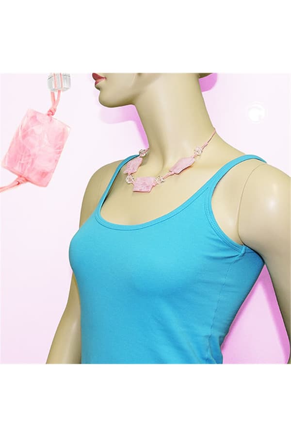 Necklace Wavy Tetragon White-Pink - GL01045