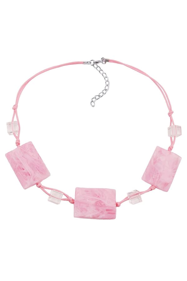 Necklace Wavy Tetragon White-Pink - GL01045