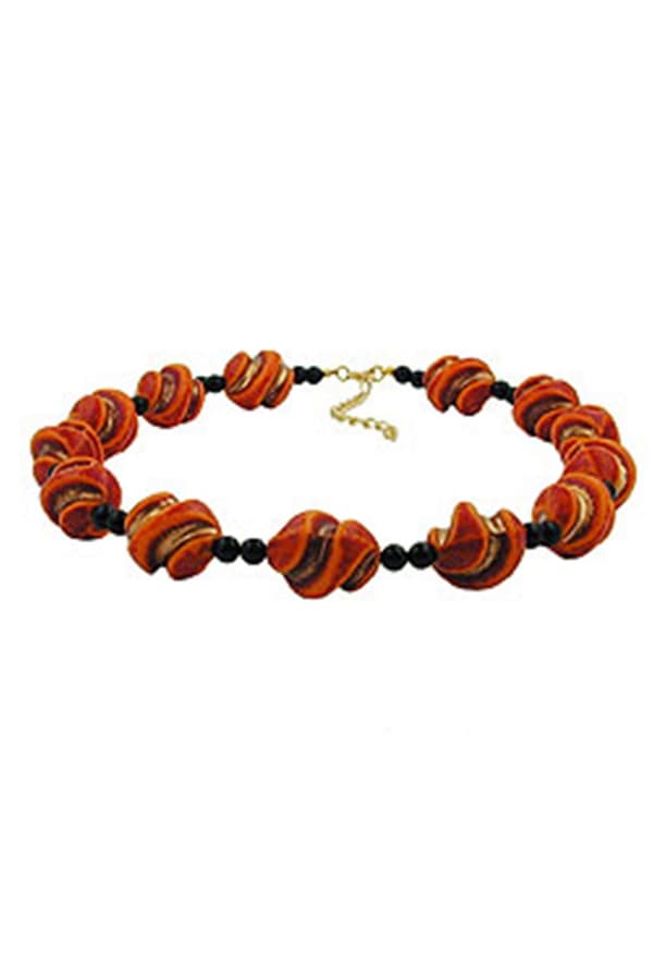 Necklace Screw Beads Red/Orange/Gold-Coloured - GL01039