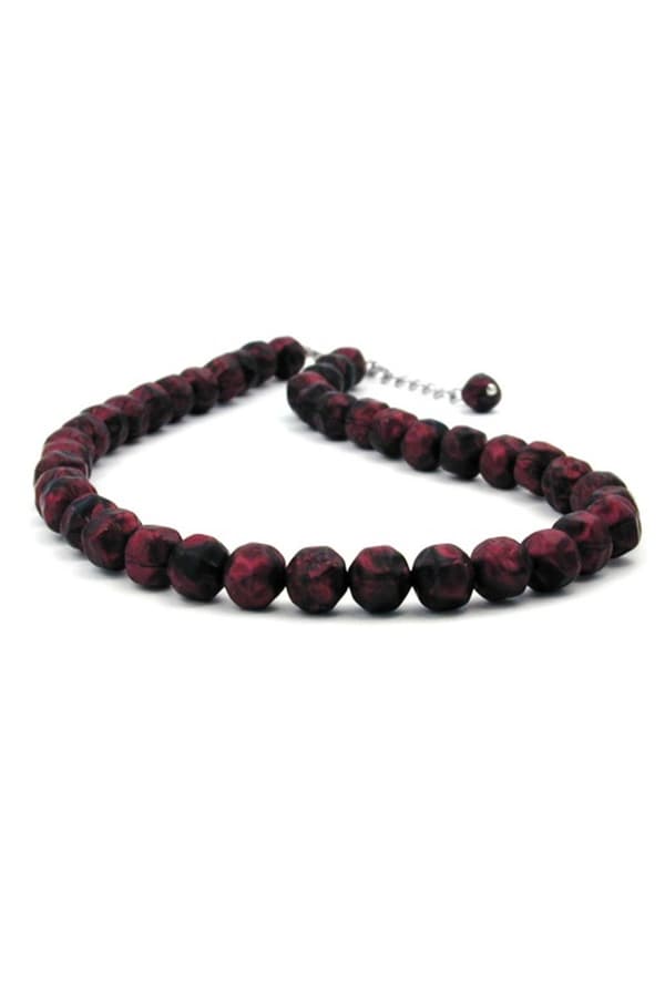 Necklace Red/ Black Beads 42 Cm - GL00612