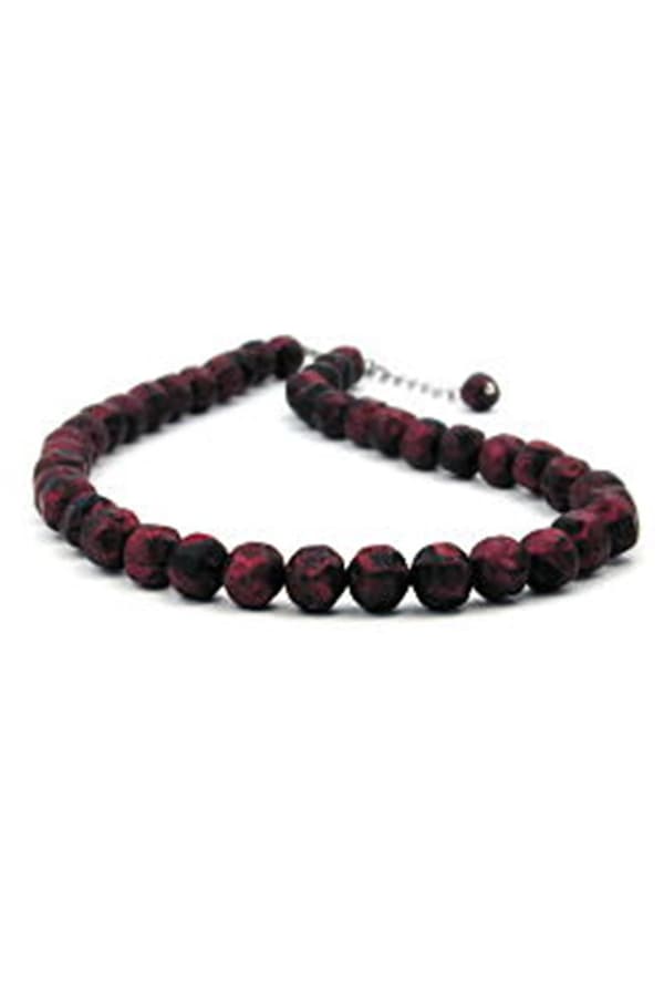Necklace Red/ Black Beads 42 Cm - GL00612