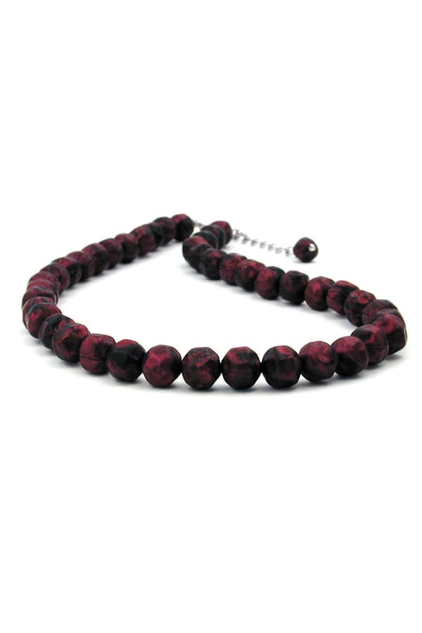 Necklace Red/ Black Beads 42 Cm - GL00612