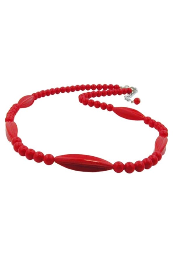 Necklace Red Beads 50cm - GL00608
