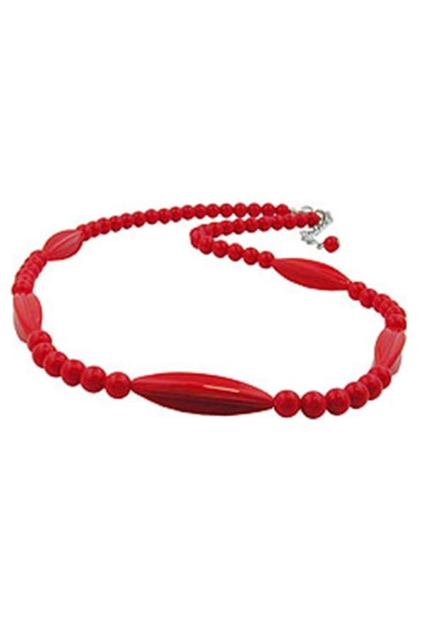 Necklace Red Beads 50cm - GL00608