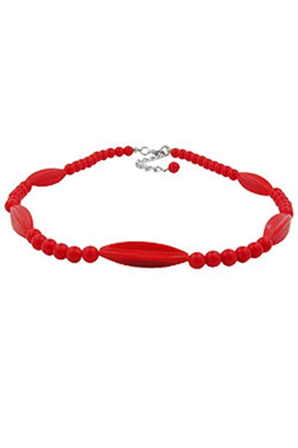Necklace Red Beads 42cm - GL00607