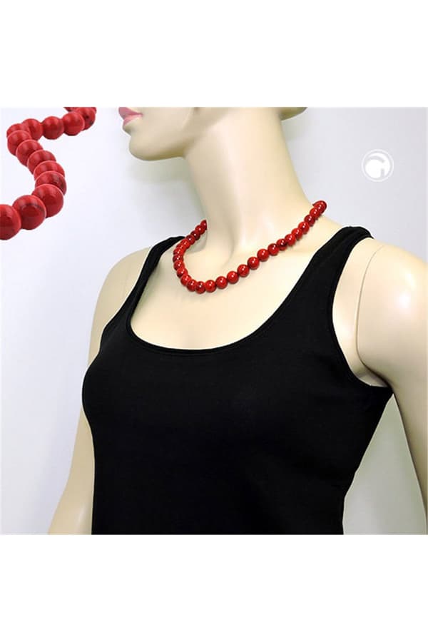 Necklace Dark Red Marbled Beads 12mm 50cm - GL00338-50