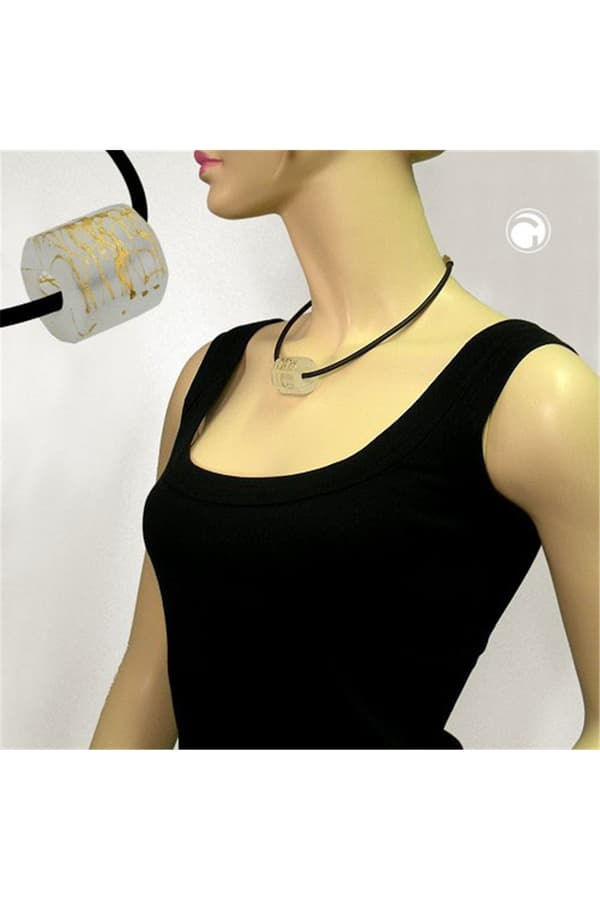 Necklace Cubic Bead Pendant Gold Coloured - GL06952