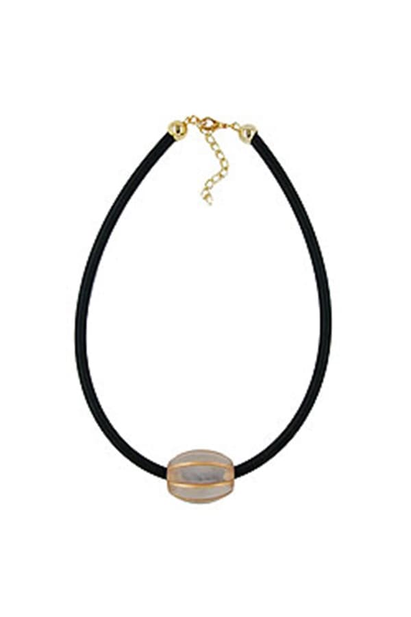 Necklace Olive Shaped Beads Grooved - GL06019