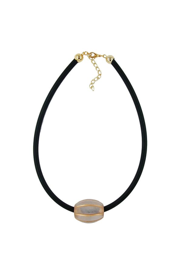 Necklace Olive Shaped Beads Grooved - GL06019