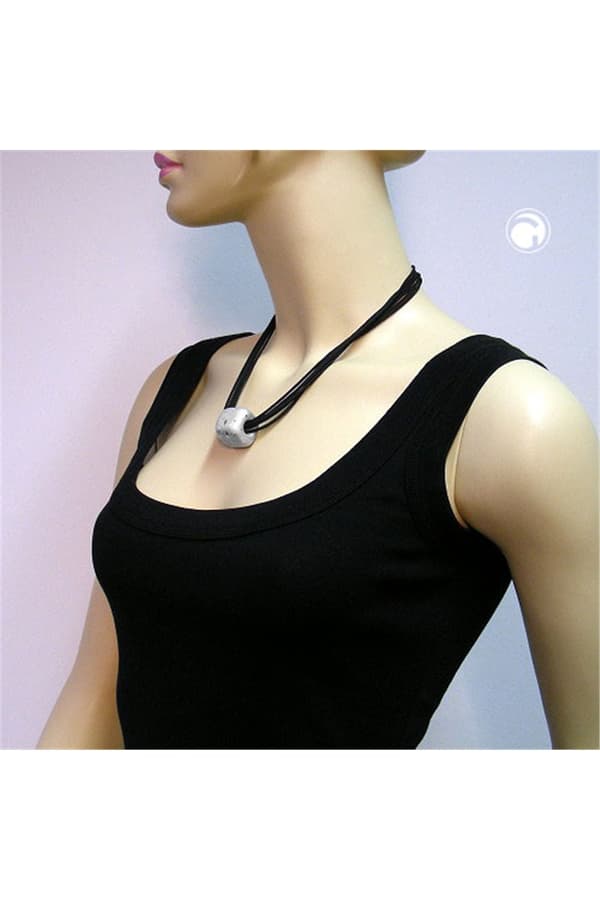 Necklace Square Beads Silver 50cm - GL05720