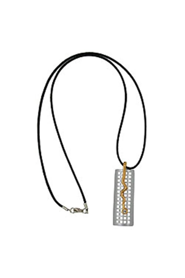 Necklace Grid & Snake Silver-Gold 70cm - GL00429
