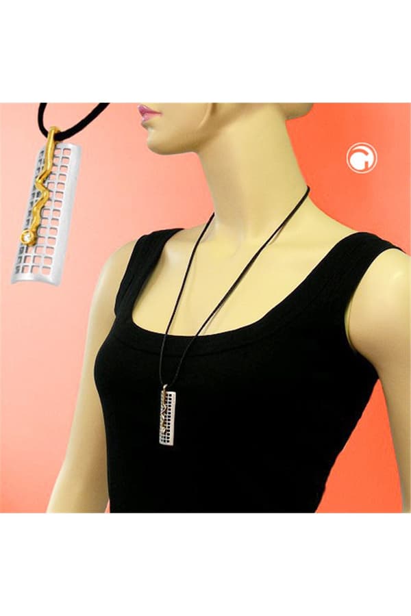Necklace Grid & Snake Silver-Gold 70cm - GL00429