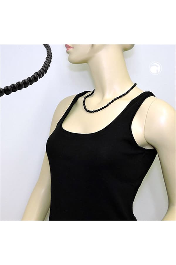 Necklace Beads 6mm Black 50cm - GL02178-50