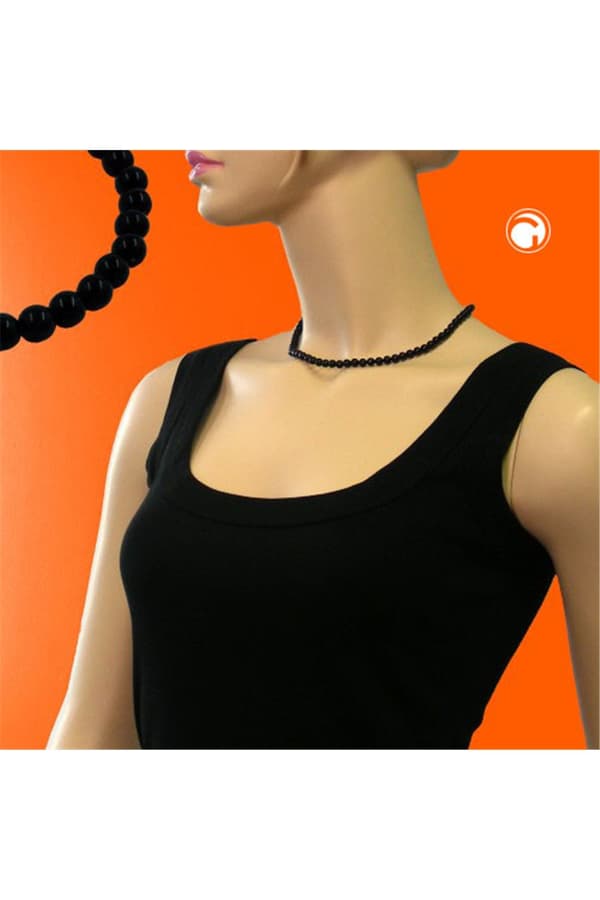 Necklace Beads 6mm Black 40cm - GL02178-40