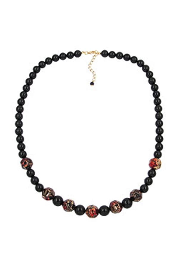 Necklace Baroque Beads Red/ Black - GL02113