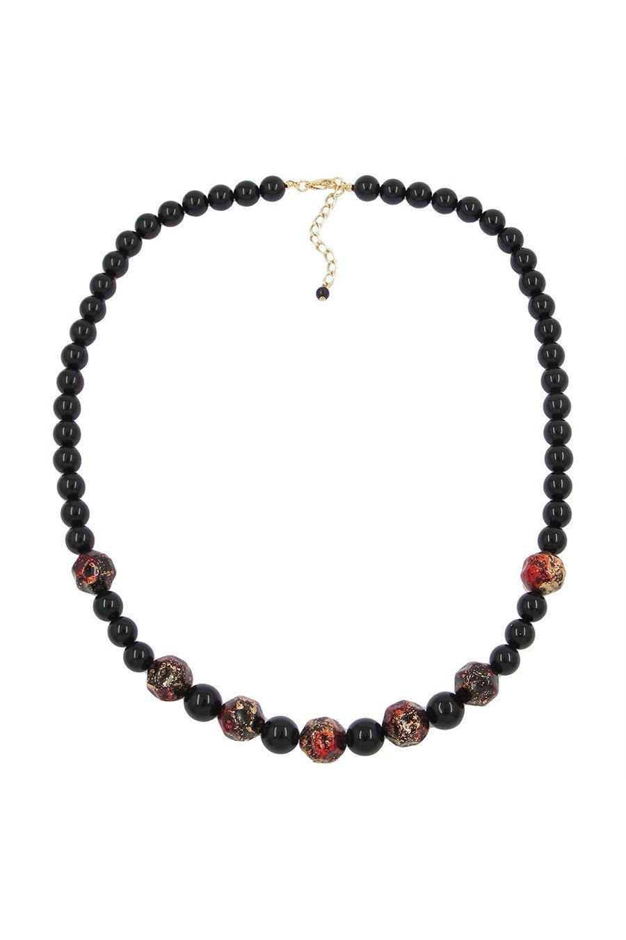NECKLACE BAROQUE BEADS RED/ BLACK