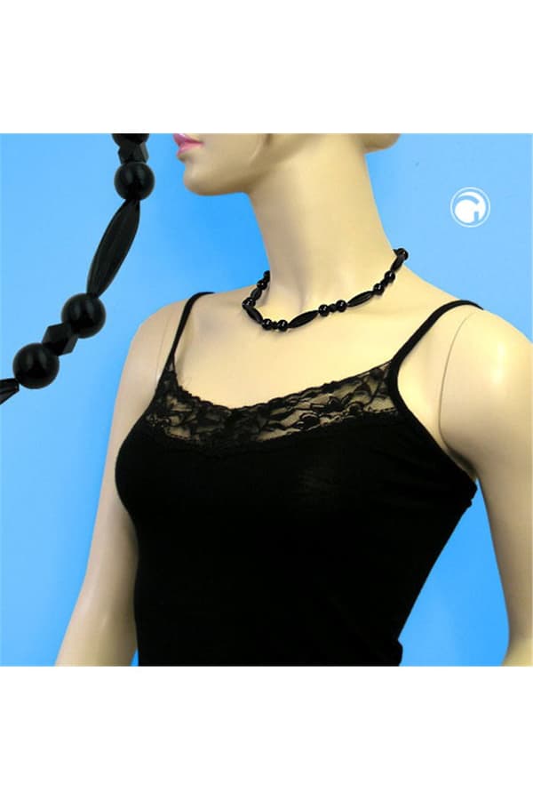 Necklace Different Shapes Of Black Beads - GL01742
